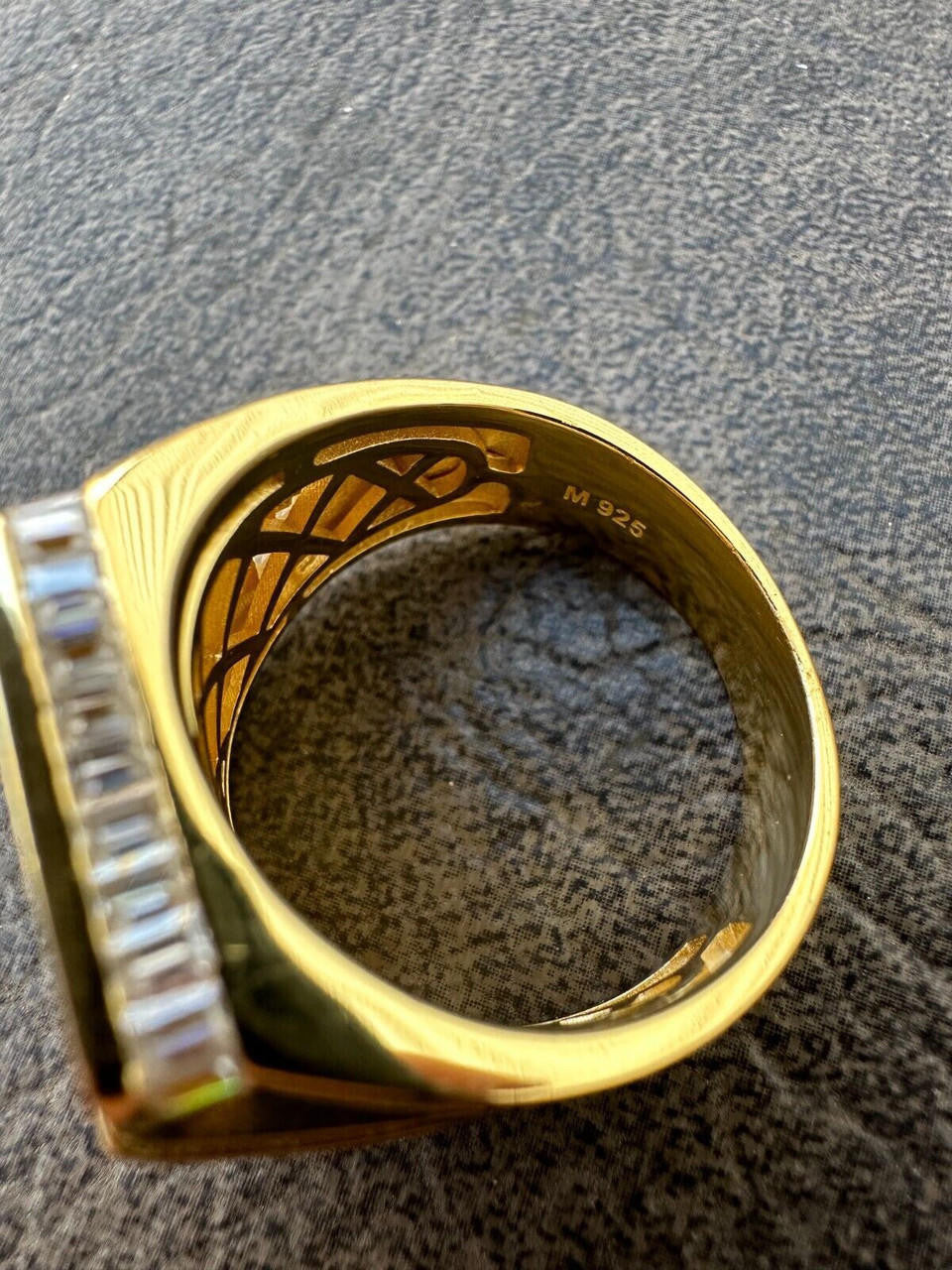 MOISSANITE Baguette Ring 14k Gold Over 925 Silver Iced Hip Hop Pass Diamond Test