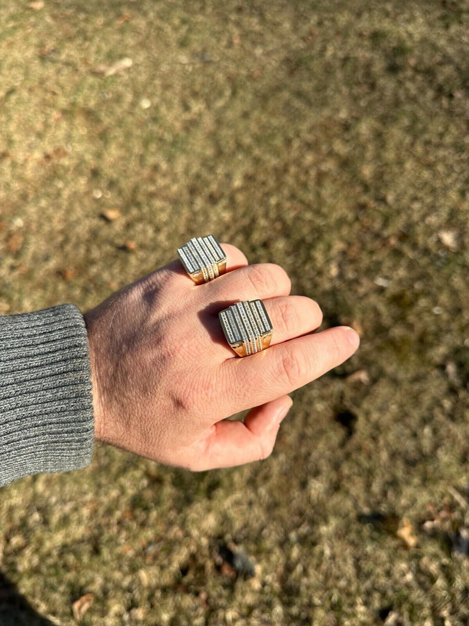 MOISSANITE Baguette Ring 14k Gold Over 925 Silver Iced Hip Hop Pass Diamond Test