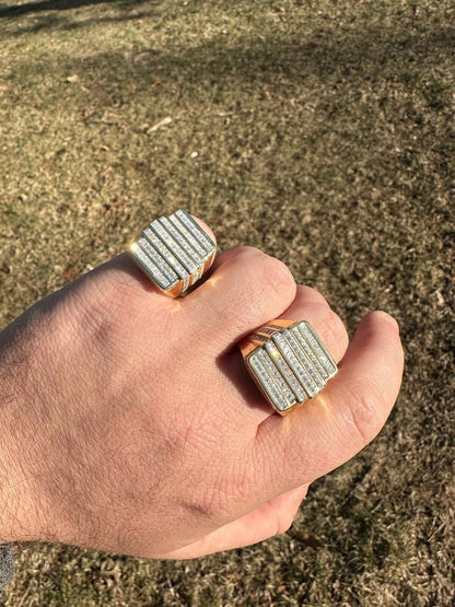 MOISSANITE Baguette Ring 14k Gold Over 925 Silver Iced Hip Hop Pass Diamond Test