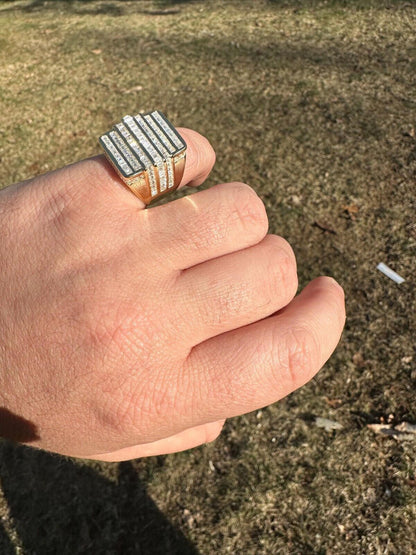 MOISSANITE Baguette Ring 14k Gold Over 925 Silver Iced Hip Hop Pass Diamond Test