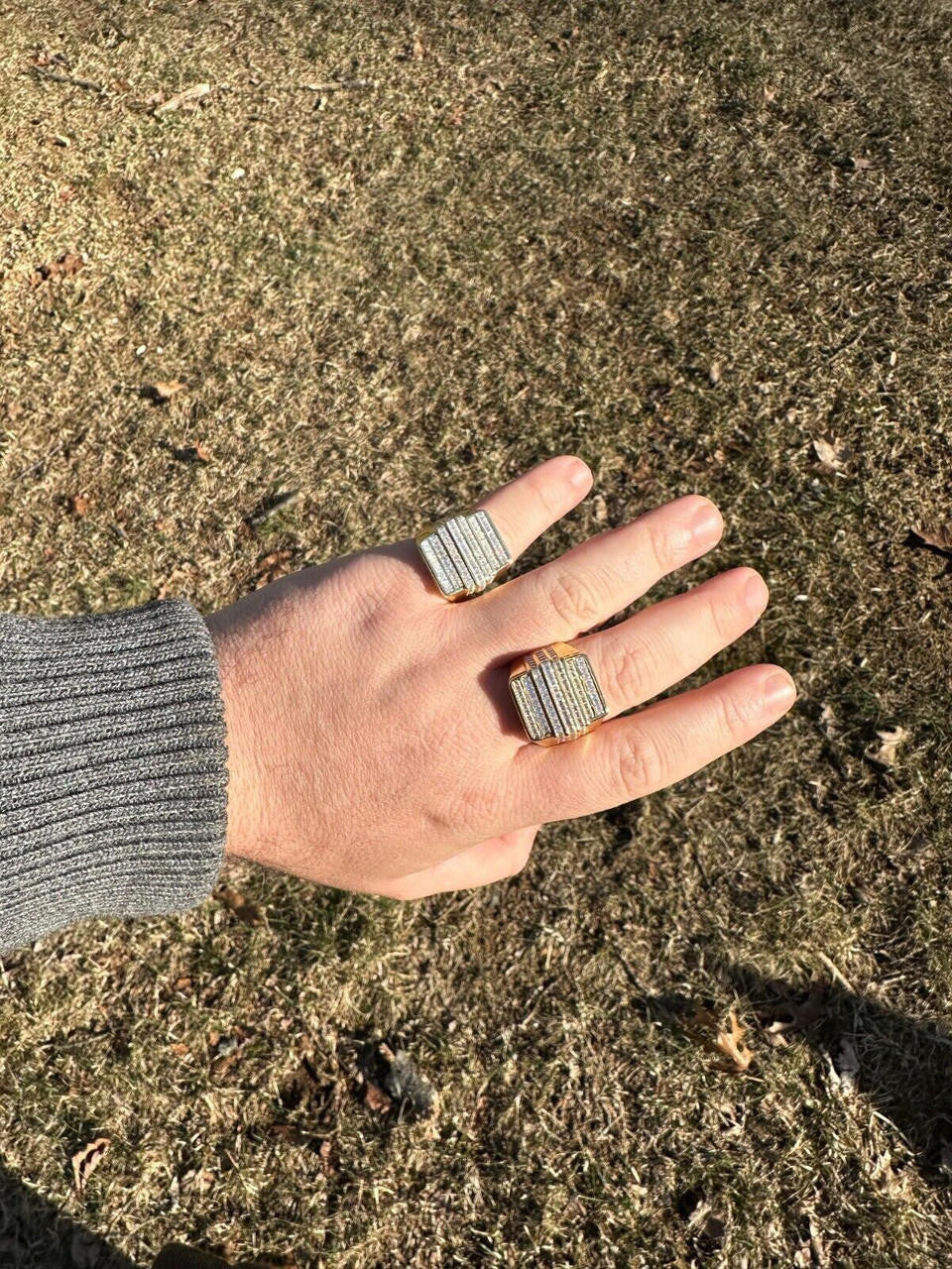 MOISSANITE Baguette Ring 14k Gold Over 925 Silver Iced Hip Hop Pass Diamond Test