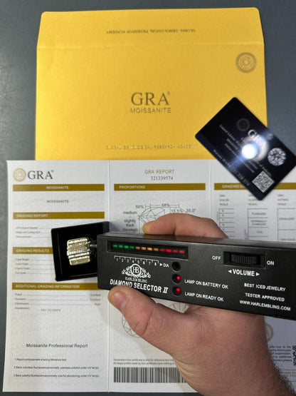 MOISSANITE Baguette Ring 14k Gold Over 925 Silver Iced Hip Hop Pass Diamond Test