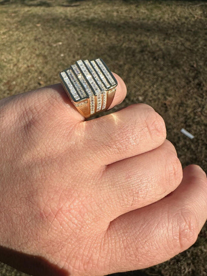 MOISSANITE Baguette Ring 14k Gold Over 925 Silver Iced Hip Hop Pass Diamond Test