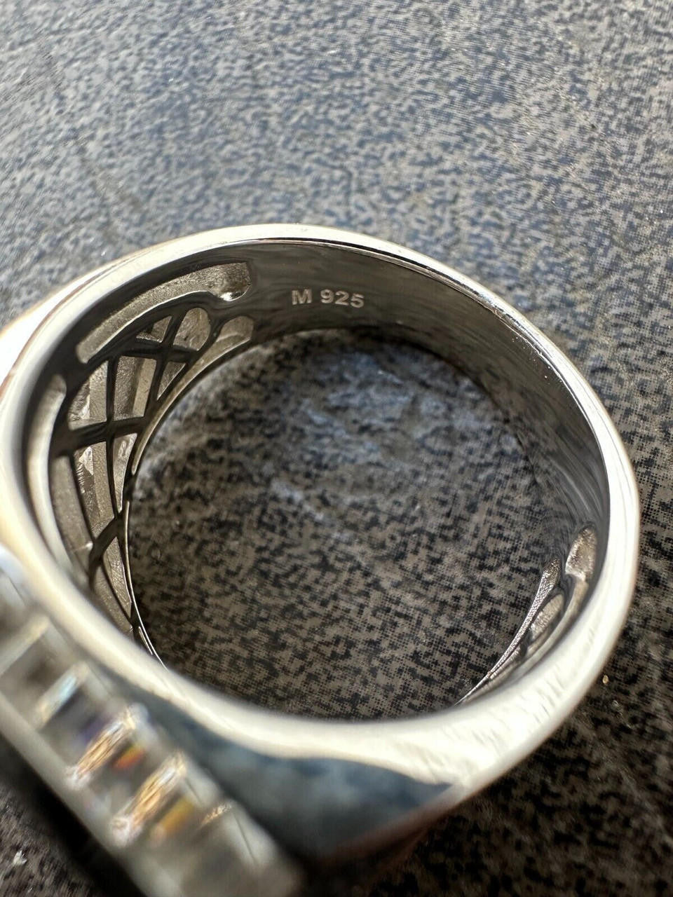 MOISSANITE Baguette Ring REAL 925 Silver Iced Hip Hop Pinky Pass Diamond Tester