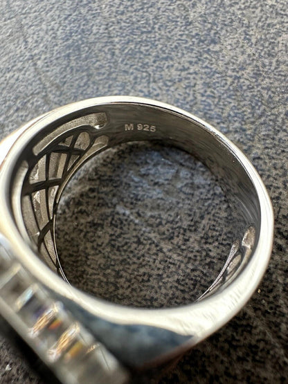 MOISSANITE Baguette Ring REAL 925 Silver Iced Hip Hop Pinky Pass Diamond Tester