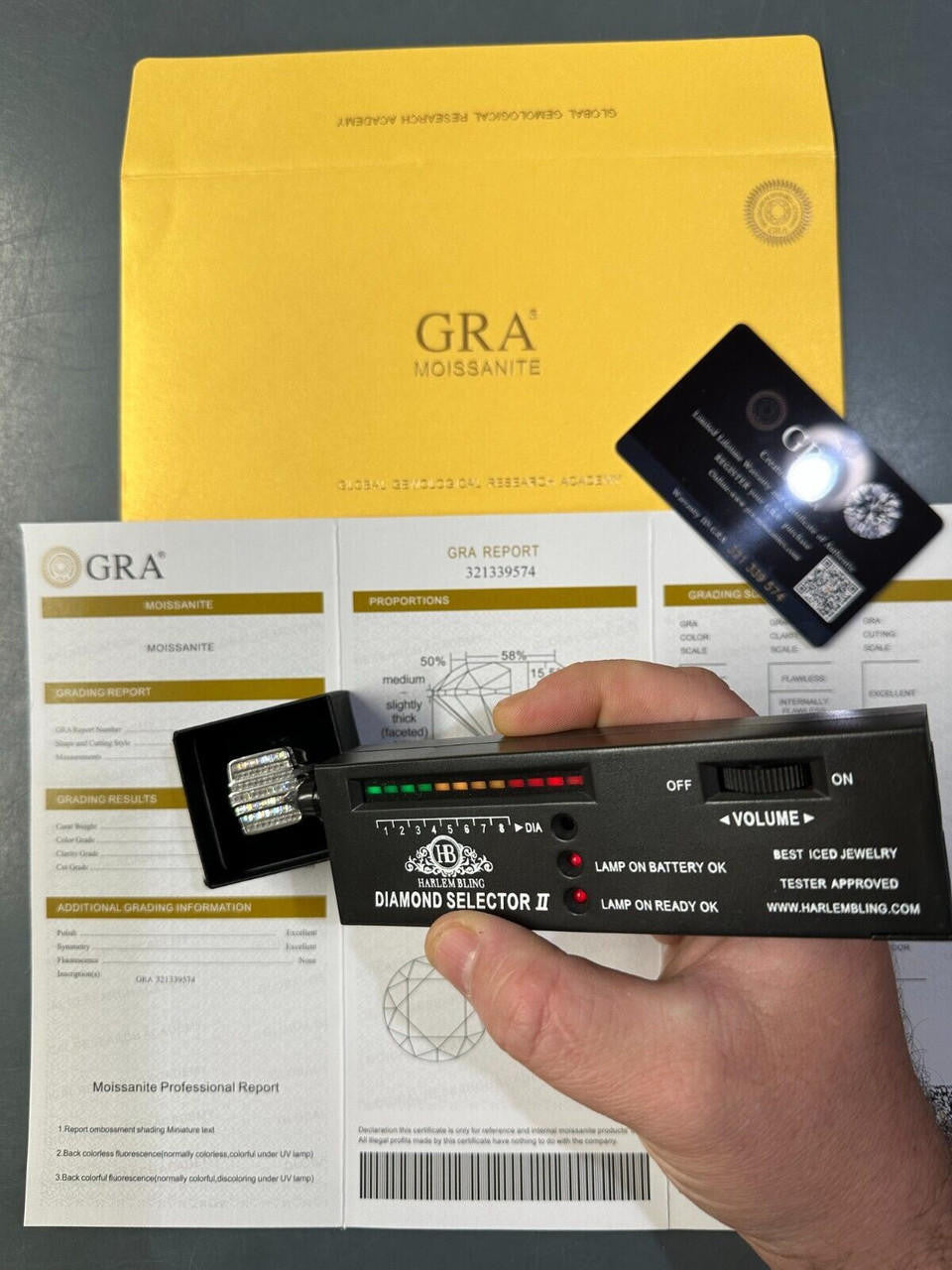 MOISSANITE Baguette Ring REAL 925 Silver Iced Hip Hop Pinky Pass Diamond Tester