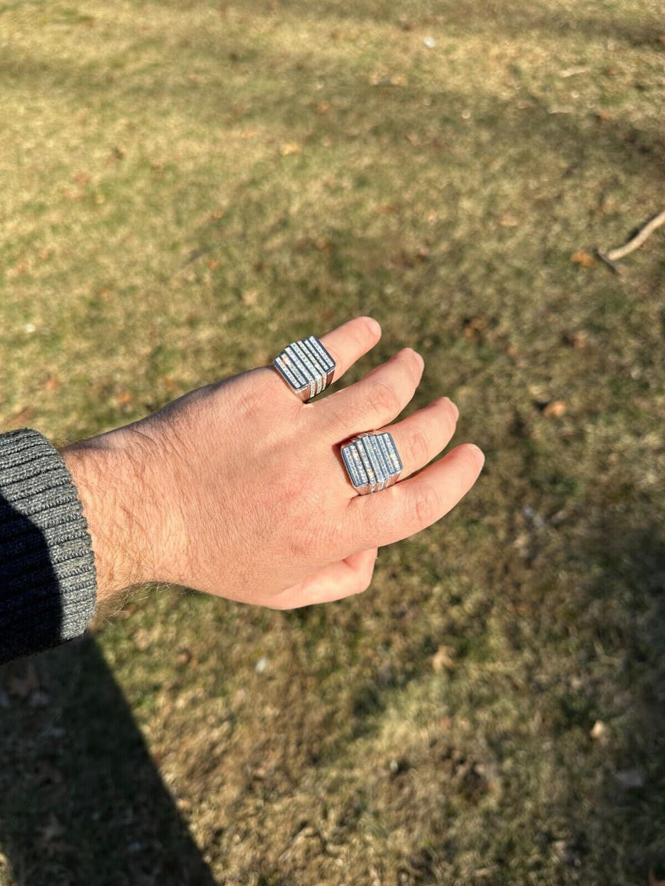 MOISSANITE Baguette Ring REAL 925 Silver Iced Hip Hop Pinky Pass Diamond Tester