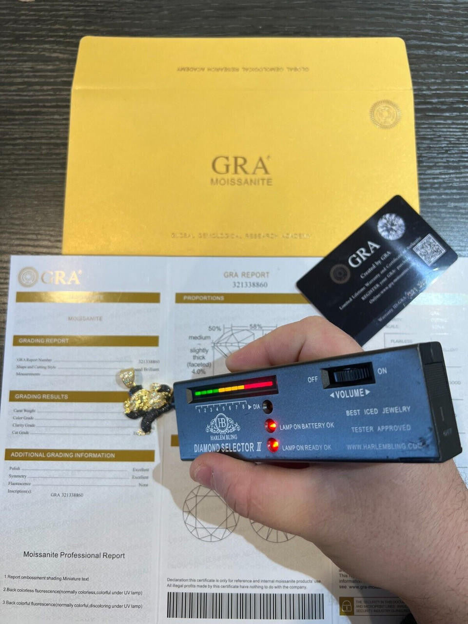 MOISSANITE Iced Real 925 Silver / Gold Monopoly Man Money Bag Necklace Pendant