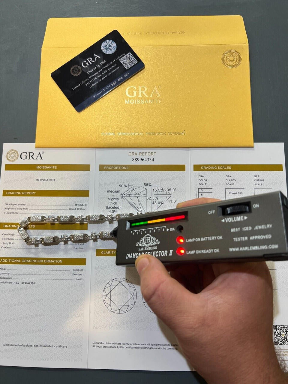 MOISSANITE Mens Bullet Chain Real 925 Silver Iced Flooded Out Hip Hop Necklace