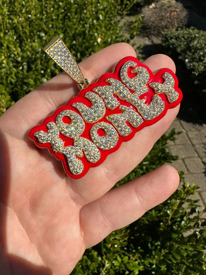 MOISSANITE Real 925 Silver / 14k Gold Iced YOUNG MONEY Hip Hop Pendant Necklace