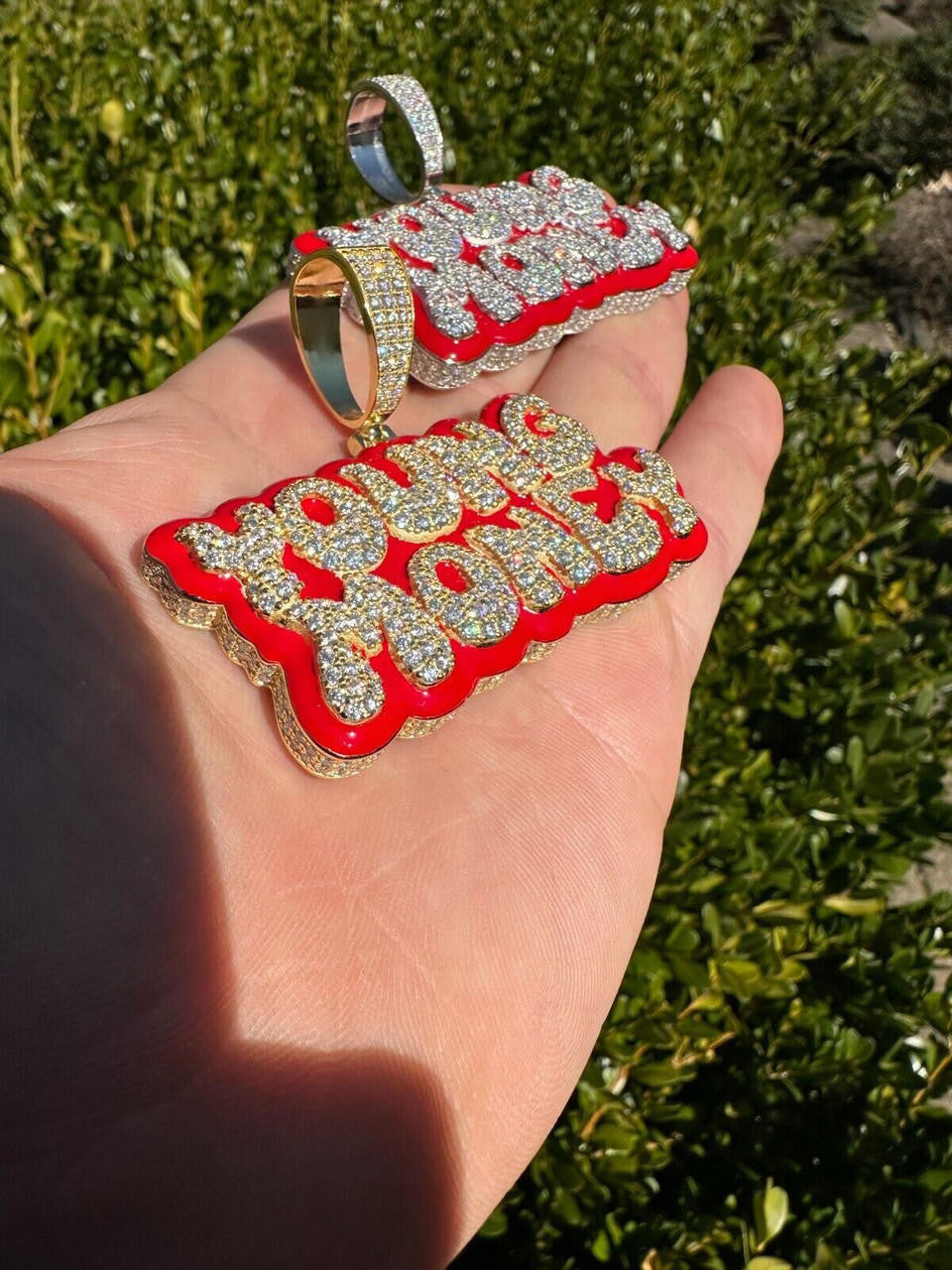 MOISSANITE Real 925 Silver / 14k Gold Iced YOUNG MONEY Hip Hop Pendant Necklace