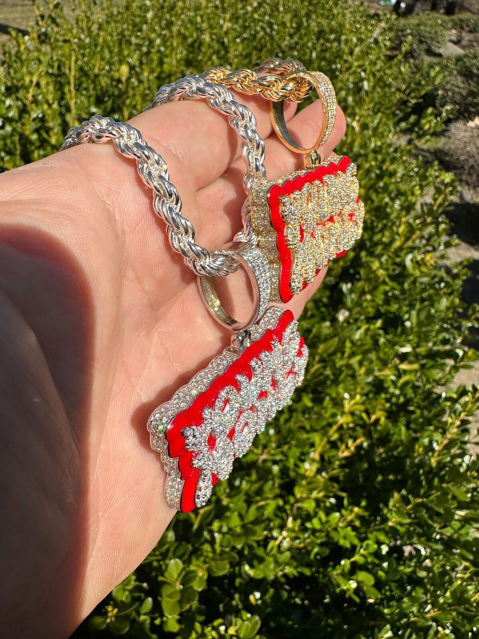 MOISSANITE Real 925 Silver / 14k Gold Iced YOUNG MONEY Hip Hop Pendant Necklace