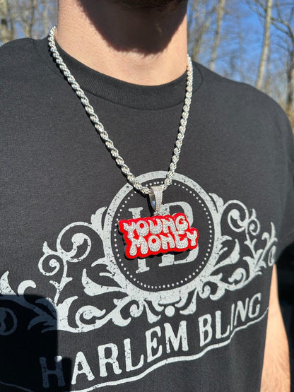 MOISSANITE Real 925 Silver / 14k Gold Iced YOUNG MONEY Hip Hop Pendant Necklace