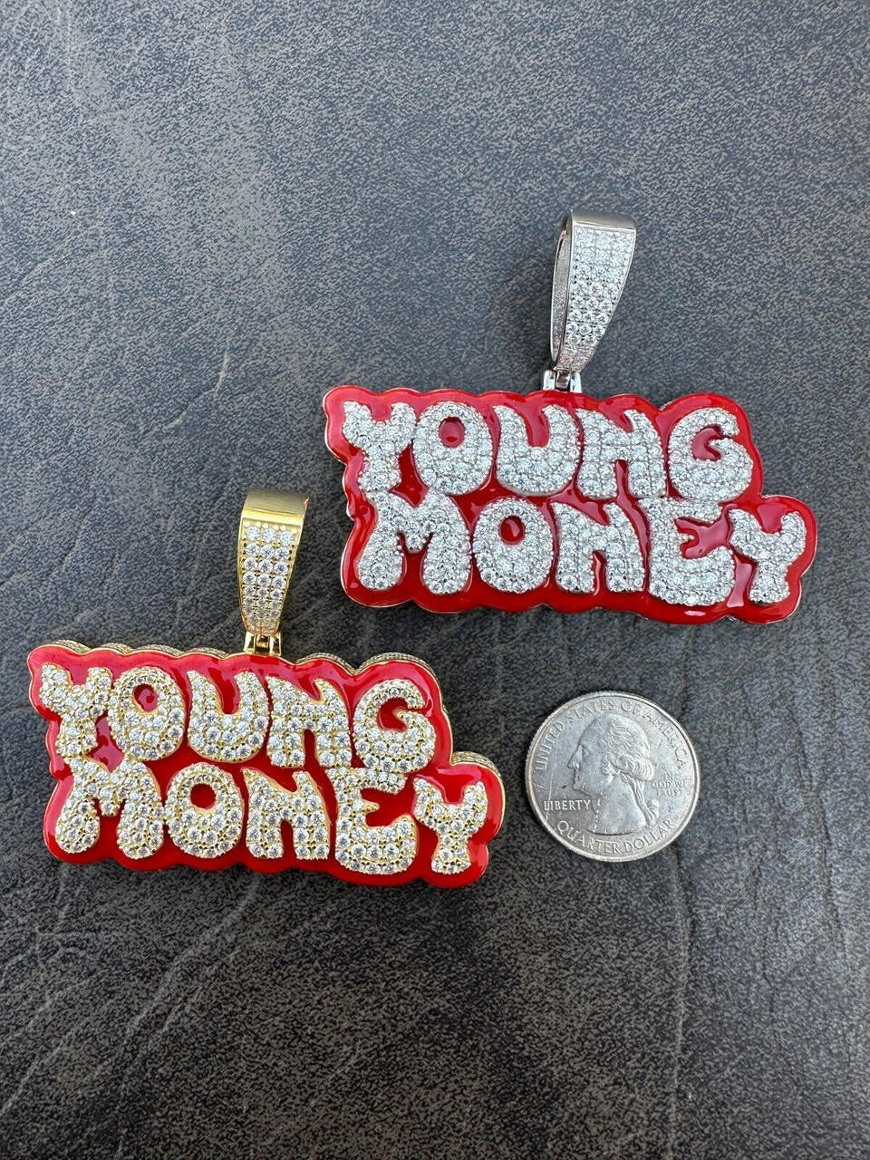 MOISSANITE Real 925 Silver / 14k Gold Iced YOUNG MONEY Hip Hop Pendant Necklace