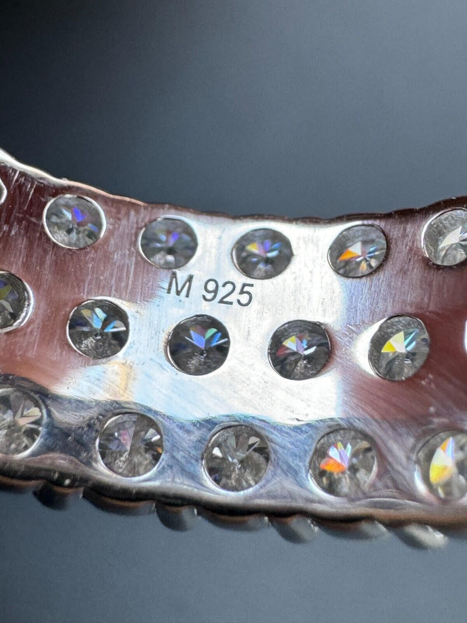 MOISSANITE Real 925 Silver Hip Hop Iced Honeycomb Set Eternity Band 9mm Ring