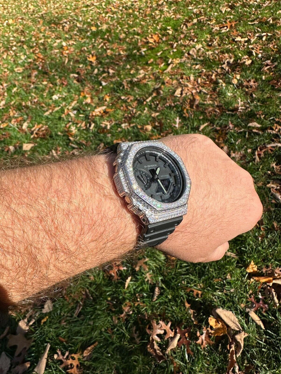 MOISSANITE Real 925 Silver Iced Casio G Shock GA-2100 Hip Hop Watch & Extras