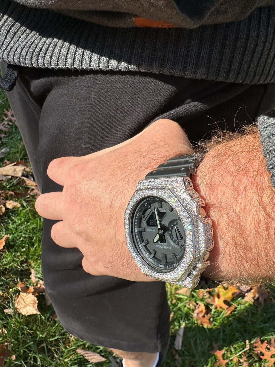 MOISSANITE Real 925 Silver Iced Casio G Shock GA-2100 Hip Hop Watch & Extras