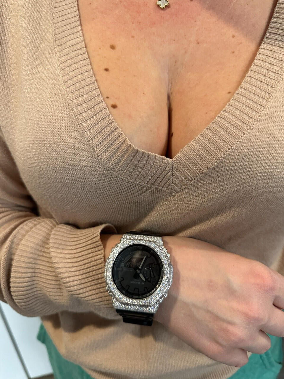 MOISSANITE Real 925 Silver Iced Casio G Shock GA-2100 Hip Hop Watch & Extras