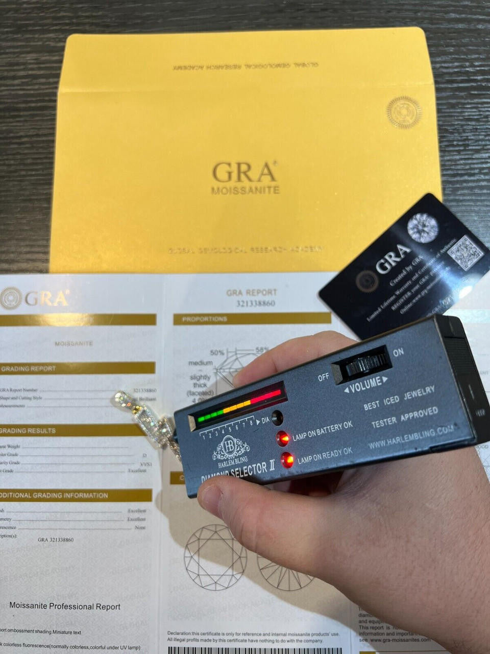 MOISSANITE Real Silver / Gold Lightning Bolt Necklace Pendant Pass Diamond Test