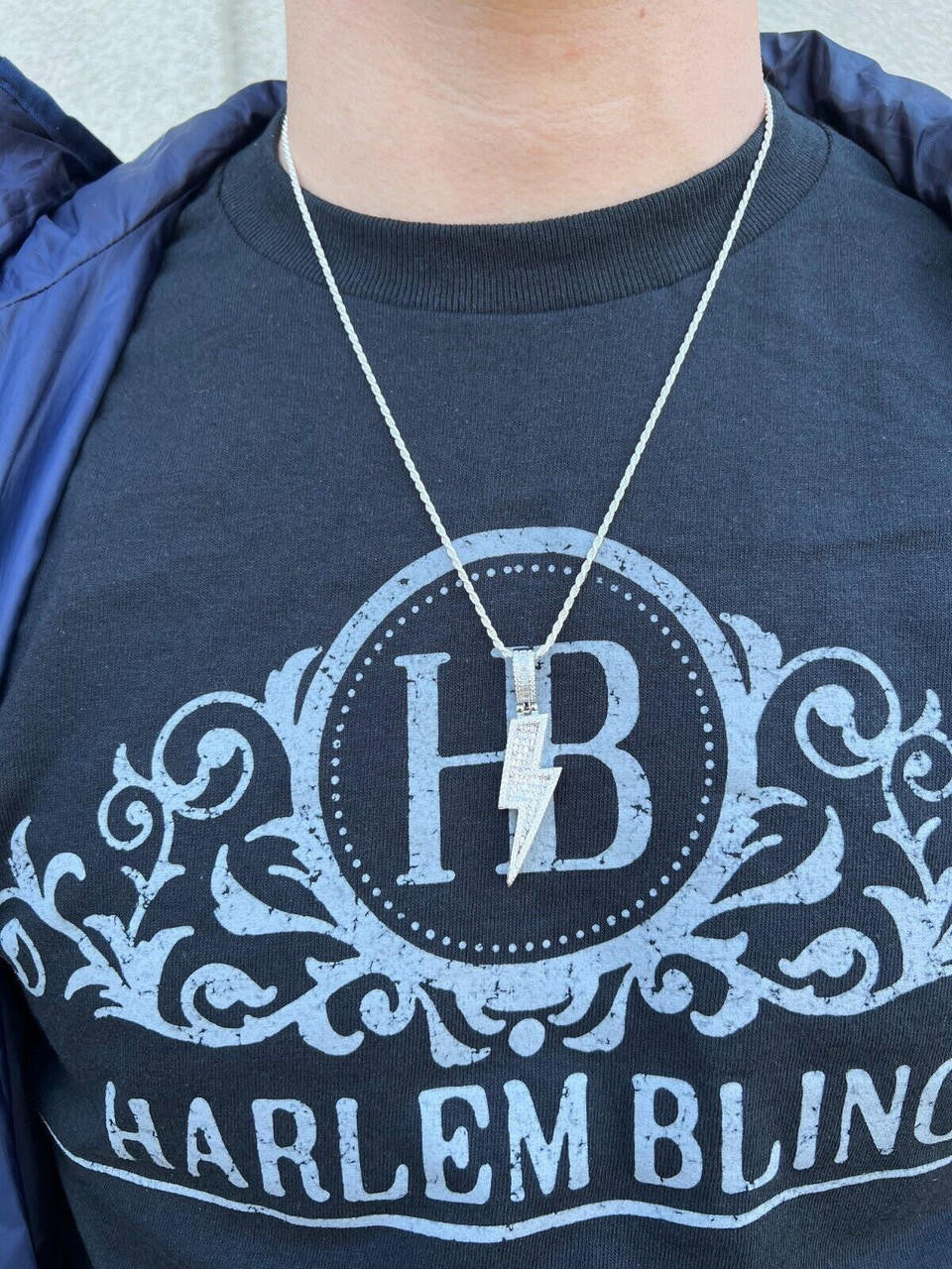 MOISSANITE Real Silver / Gold Lightning Bolt Necklace Pendant Pass Diamond Test