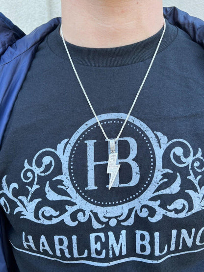 MOISSANITE Real Silver / Gold Lightning Bolt Necklace Pendant Pass Diamond Test