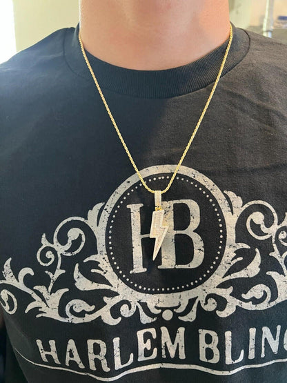 MOISSANITE Real Silver / Gold Lightning Bolt Necklace Pendant Pass Diamond Test