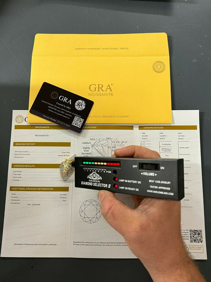 MOISSANITE Silver Gold Iced Rasta Lion Crown Pendant Necklace Pass Diamond Test