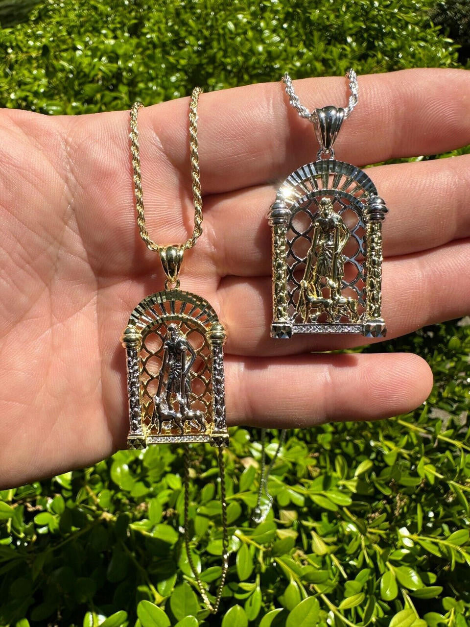 MOISSANITE St Lazarus Real 925 Silver / Gold Plated Saint Iced