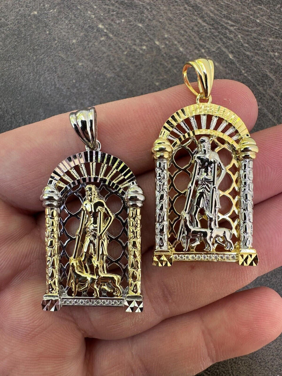 MOISSANITE St Lazarus Real 925 Silver / Gold Plated Saint Iced