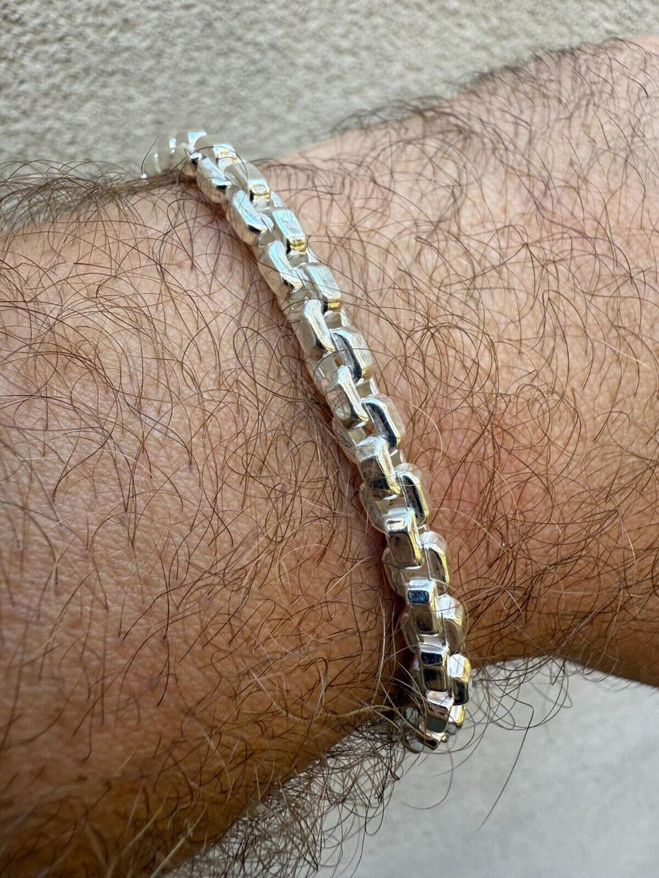 Puffed Rolo Bracelet - Hollow 925 Sterling Silver - 7"-9" - 5mm