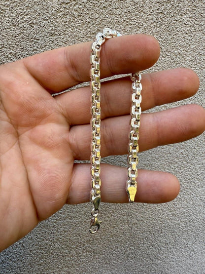 Puffed Rolo Bracelet - Hollow 925 Sterling Silver - 7"-9" - 5mm