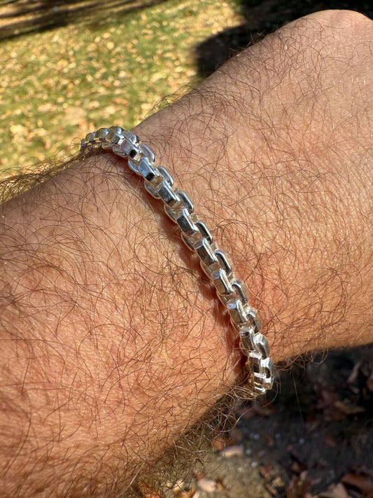 Puffed Rolo Bracelet - Hollow 925 Sterling Silver - 7"-9" - 5mm