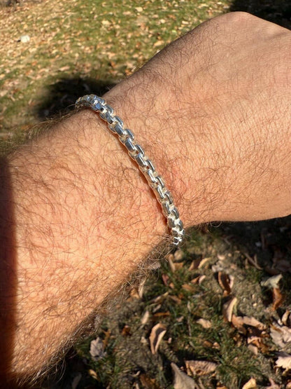 Puffed Rolo Bracelet - Hollow 925 Sterling Silver - 7"-9" - 5mm