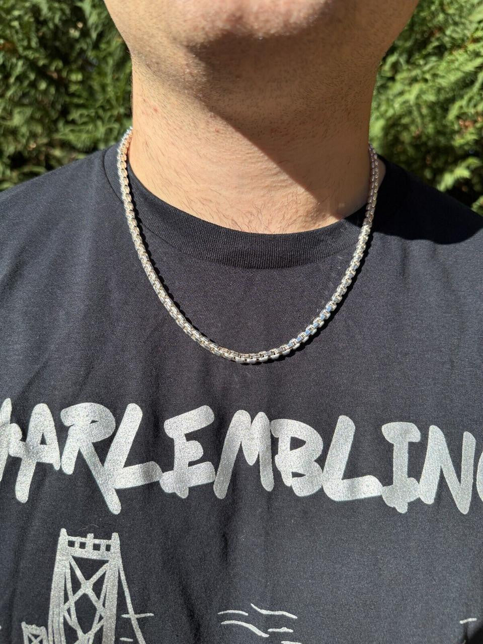 Puffed Rolo Chain Necklace - Hollow 925 Sterling Silver - 16"-28" - 5mm