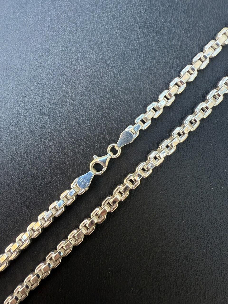 Real 925 Sterling Silver 5mm Men's Puff Box Rolo Hermes Link Chain ...