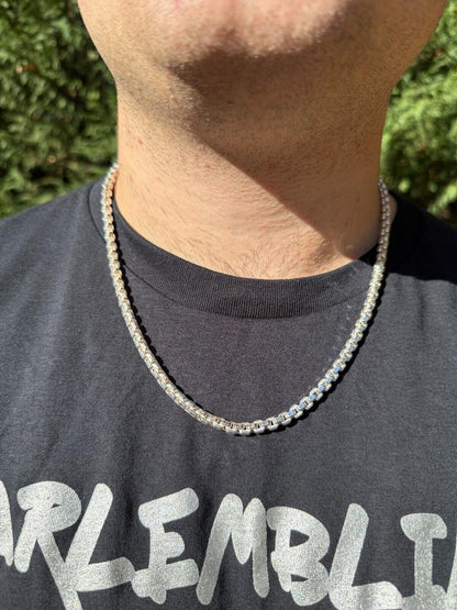 Puffed Rolo Chain Necklace - Hollow 925 Sterling Silver - 16"-28" - 5mm