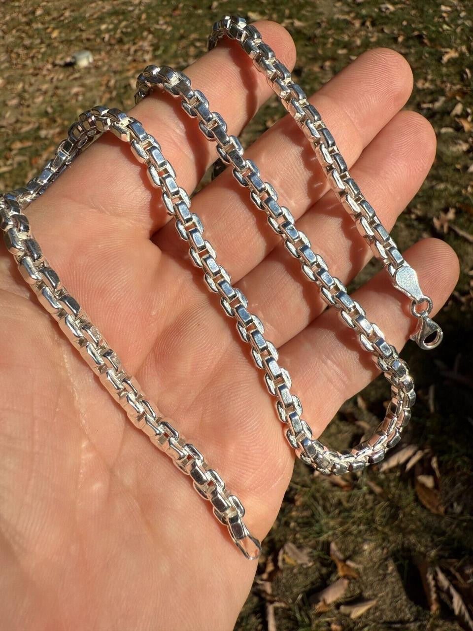 Puffed Rolo Chain Necklace - Hollow 925 Sterling Silver - 16"-28" - 5mm