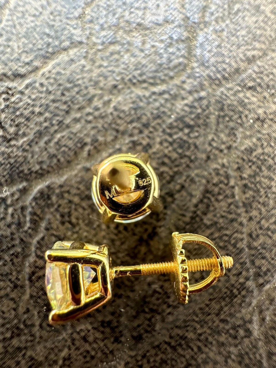 Rainbow Opal Moissanite Screwback Stud Earrings 925 Silver 14k Gold Plated 3-8mm