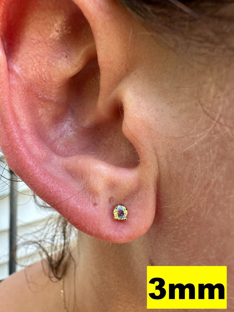 Rainbow Opal Moissanite Screwback Stud Earrings 925 Silver 14k Gold Plated 3-8mm