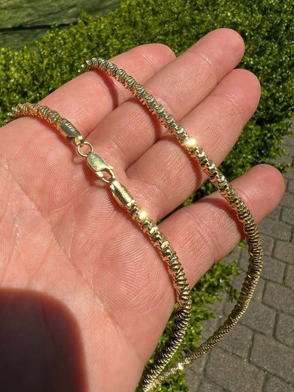 Real 14k Gold Vermeil 925 Silver Diamond Cut Sparkle Ice Rope Chain Necklace 4mm