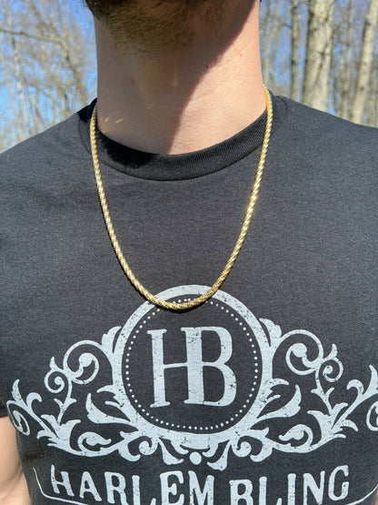 Real 14k Gold Vermeil 925 Silver Diamond Cut Sparkle Ice Rope Chain Necklace 4mm