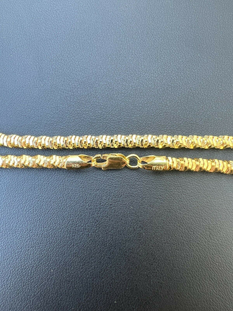 Real 14k Gold Vermeil 925 Silver Diamond Cut Sparkle Ice Rope Chain Necklace 4mm