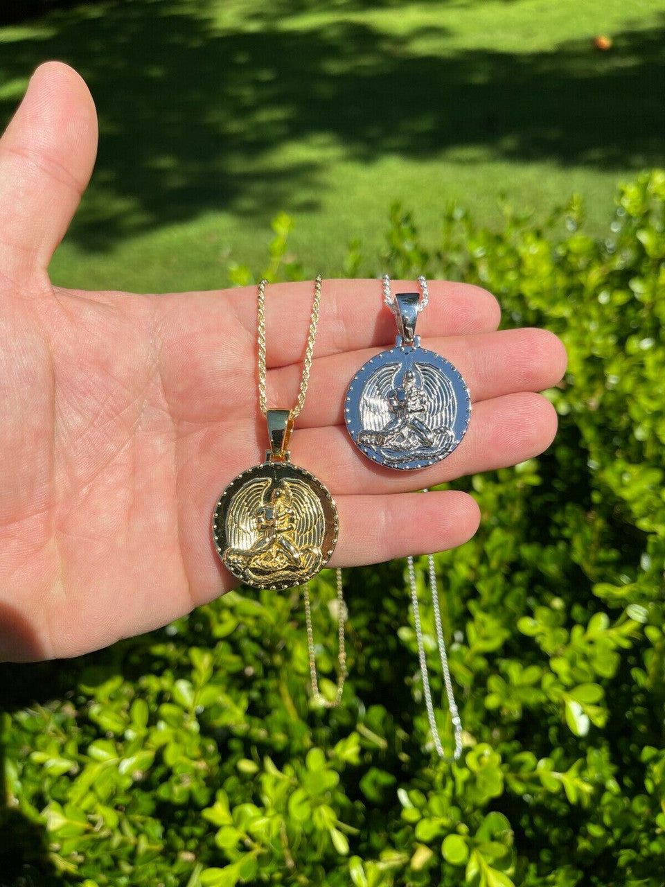 Real 925 Silver Gold Euphanasia Tupac 2Pac Pendant Medallion Necklace Hip Hop