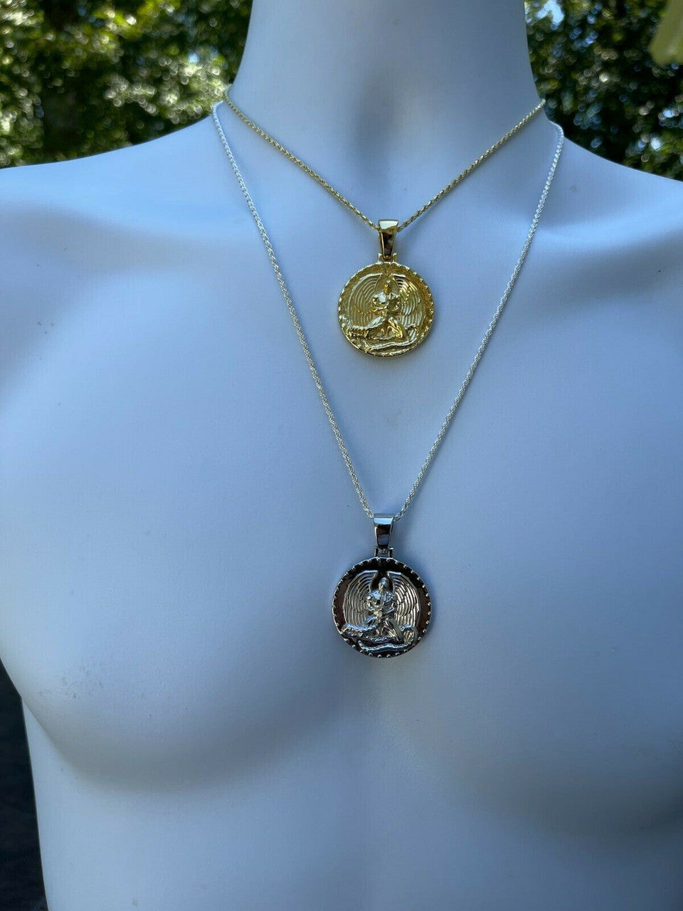 Real 925 Silver Gold Euphanasia Tupac 2Pac Pendant Medallion Necklace Hip Hop