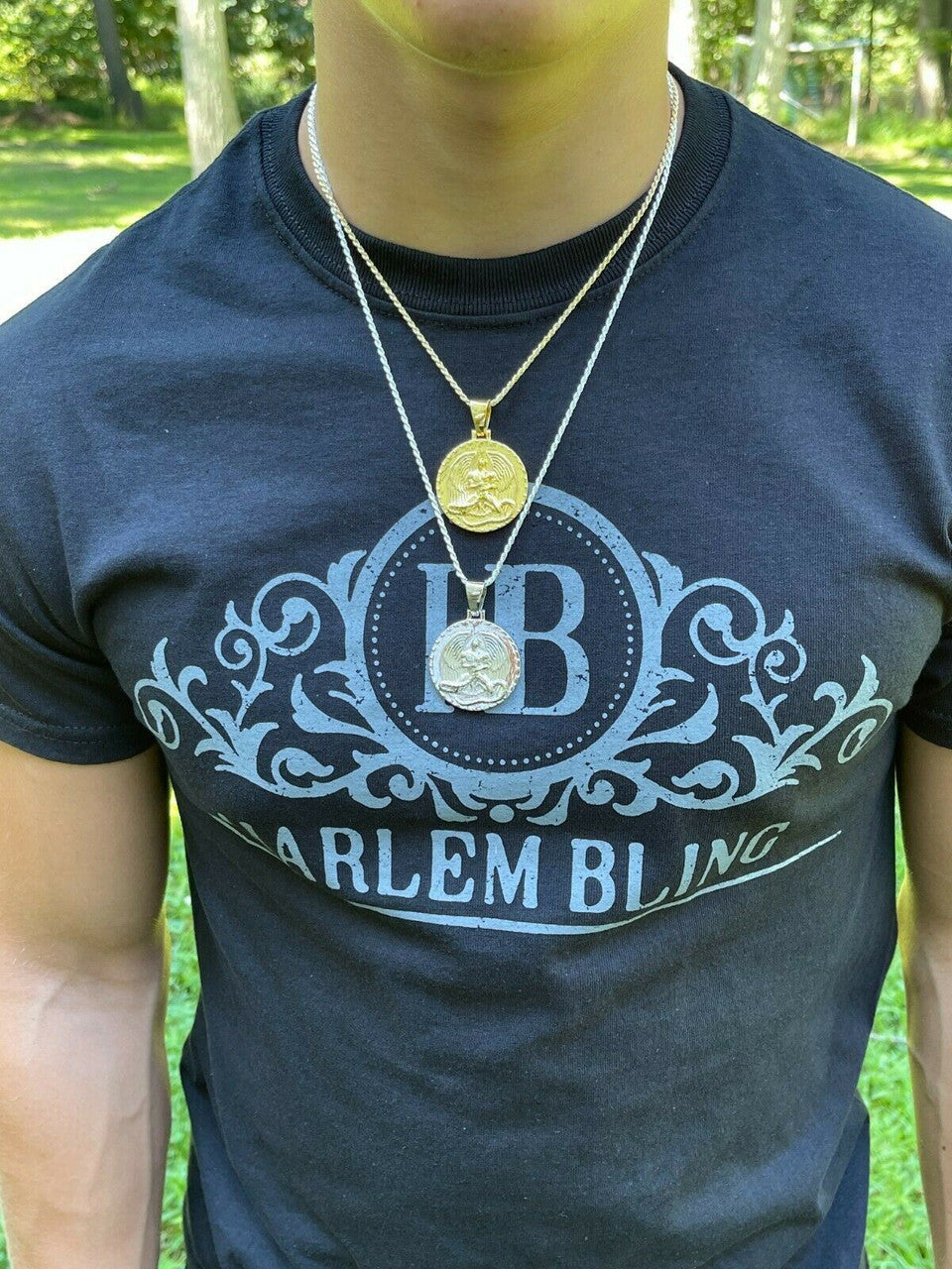 Real 925 Silver Gold Euphanasia Tupac 2Pac Pendant Medallion Necklace Hip Hop