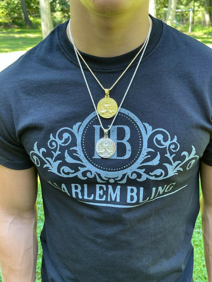 Real 925 Silver Gold Euphanasia Tupac 2Pac Pendant Medallion Necklace Hip Hop