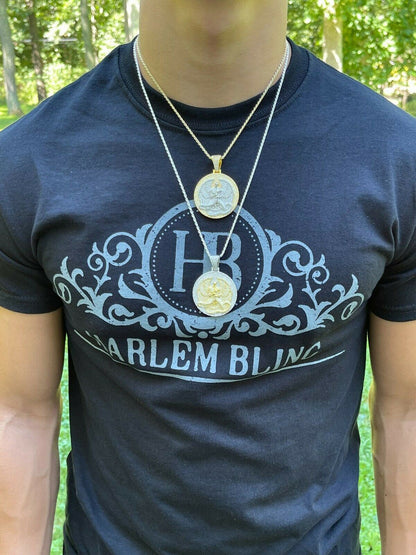 Real 925 Silver Gold Euphanasia Tupac 2Pac Pendant Medallion Necklace Iced Big