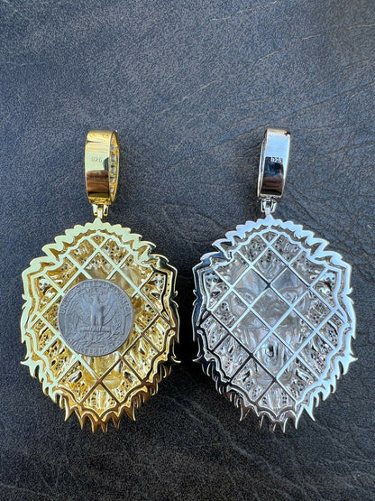 Real 925 Silver Gold Glows In Dark LION KING Huge 3 Hip Hop Pendant Necklace