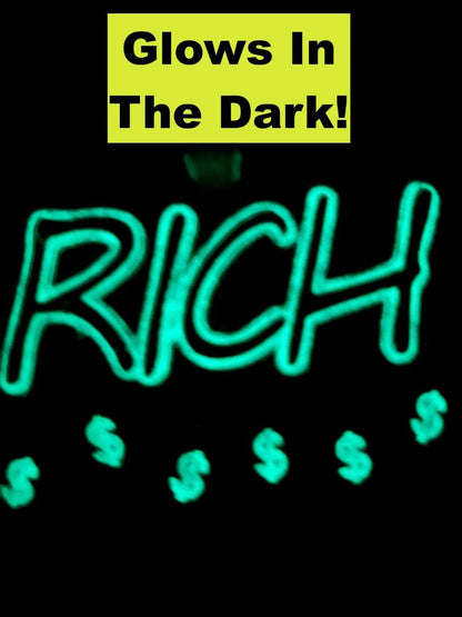 Real 925 Silver Gold Glows In Dark RICH Money Bag dollar Big Hip Hop Pendant Necklace