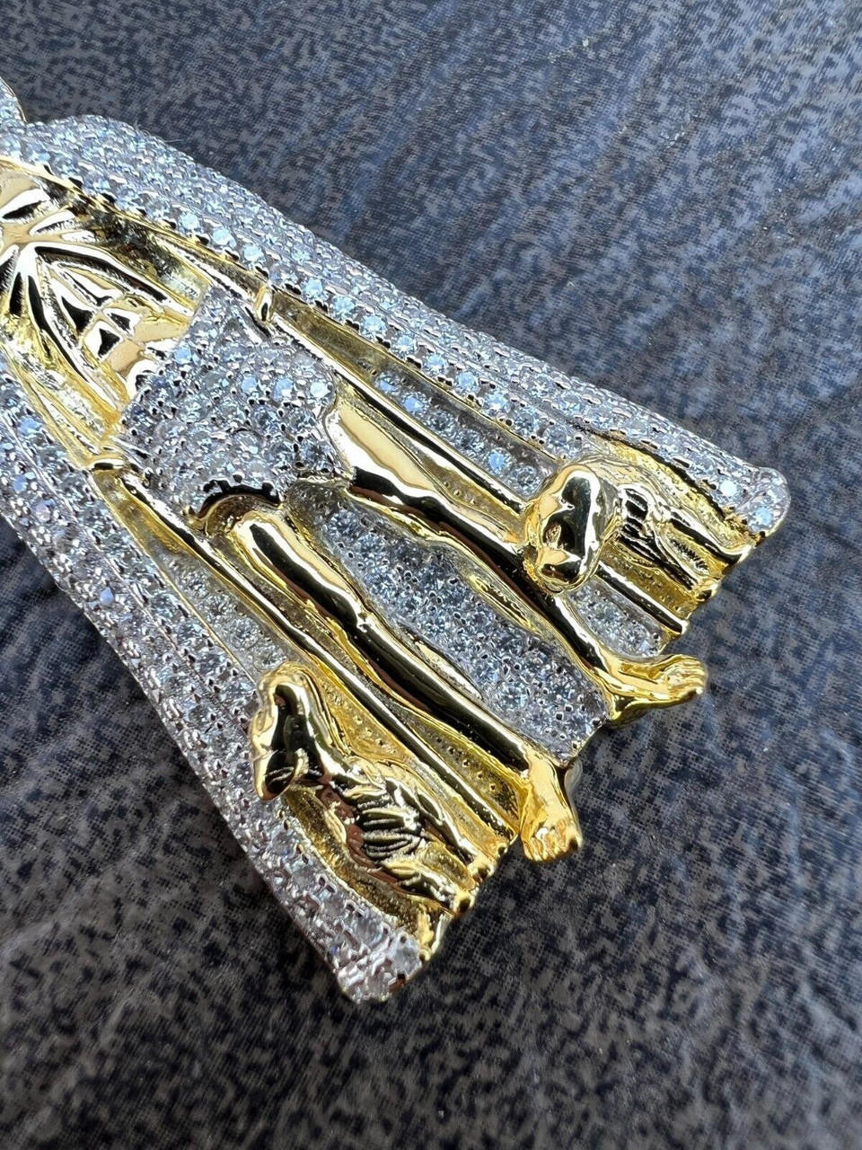 Real 925 Silver / Gold Saint St Lazarus Iced CZ Necklace Pendant